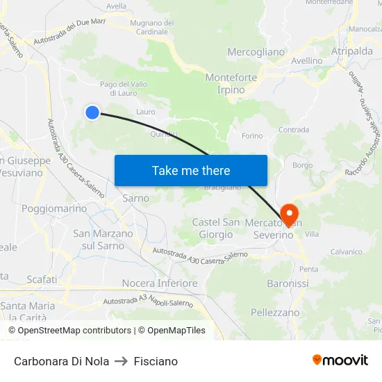 Carbonara Di Nola to Fisciano map