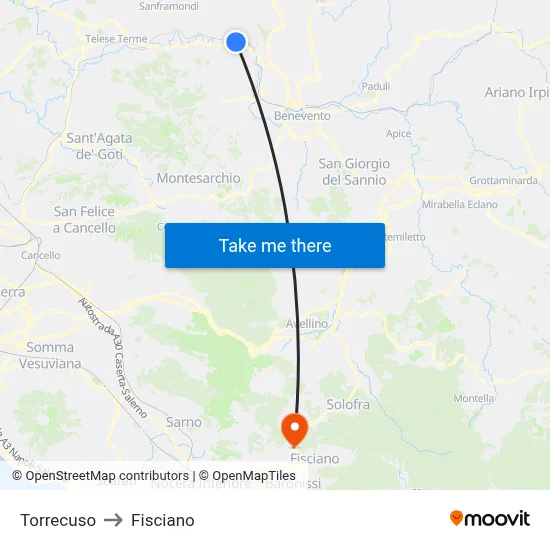 Torrecuso to Fisciano map