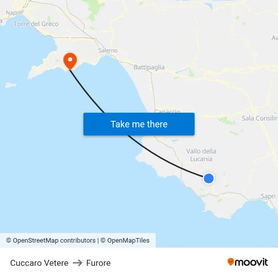 Cuccaro Vetere to Furore map