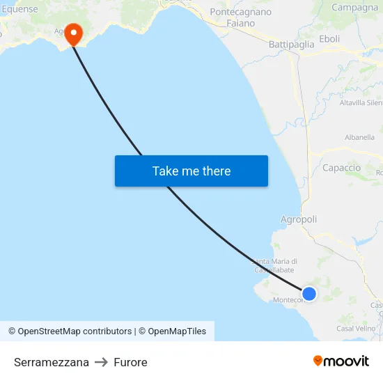 Serramezzana to Furore map