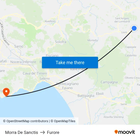 Morra De Sanctis to Furore map