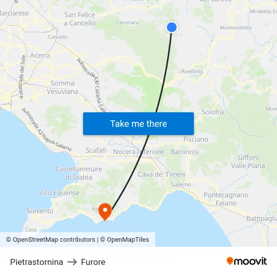 Pietrastornina to Furore map