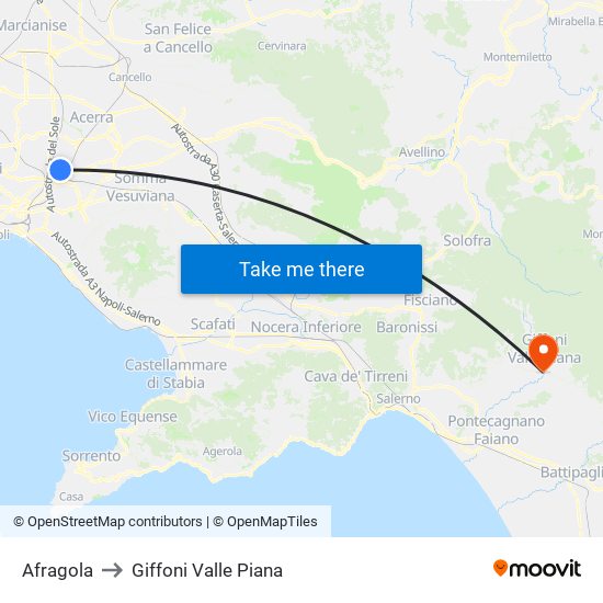 Afragola to Giffoni Valle Piana map