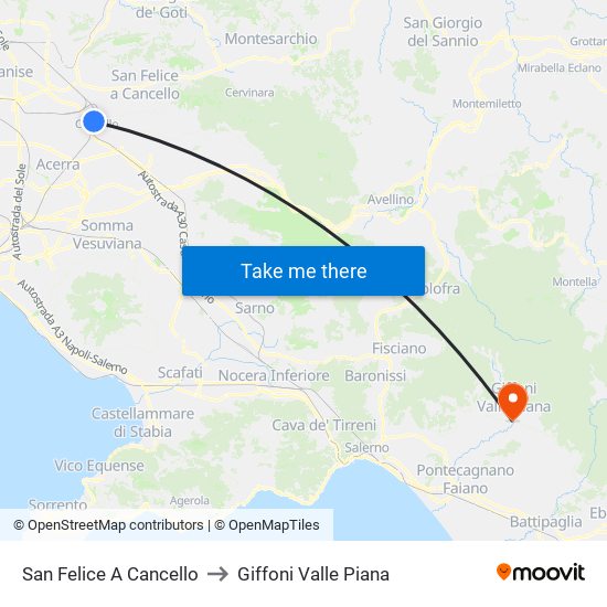 San Felice A Cancello to Giffoni Valle Piana map