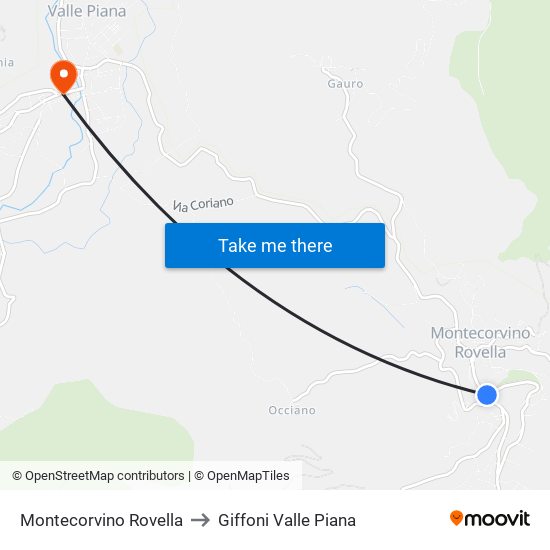 Montecorvino Rovella to Giffoni Valle Piana map