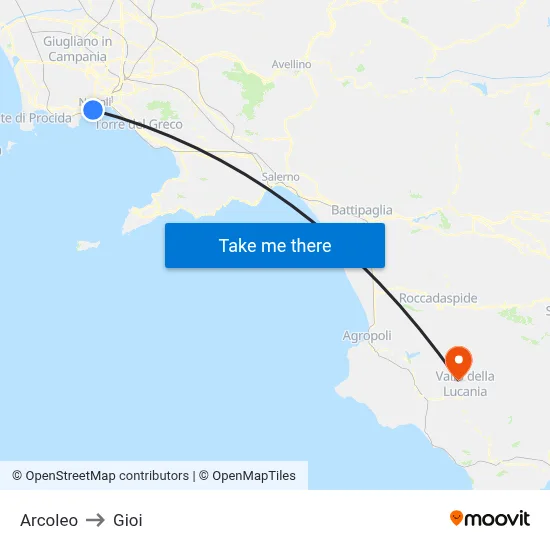 Arcoleo to Gioi map