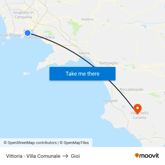 Vittoria - Villa Comunale to Gioi map