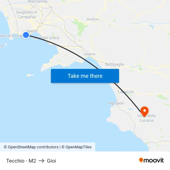 Tecchio - M2 to Gioi map