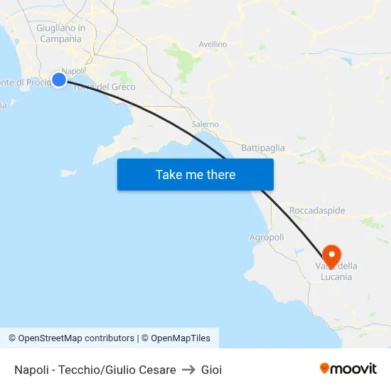 Naples - Tecchio/Julius Caesar to Gioi map