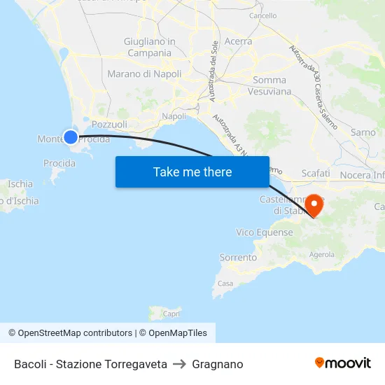 Bacoli - Stazione Torregaveta to Gragnano map