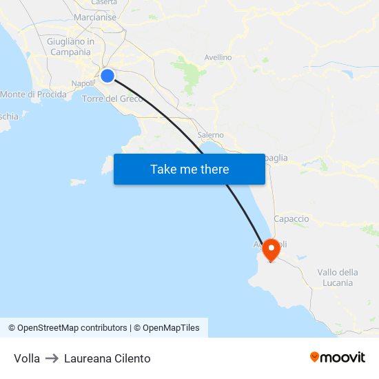 Volla to Laureana Cilento map