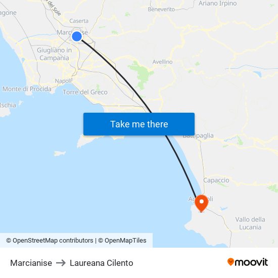 Marcianise to Laureana Cilento map
