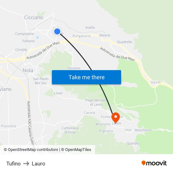 Tufino to Lauro map