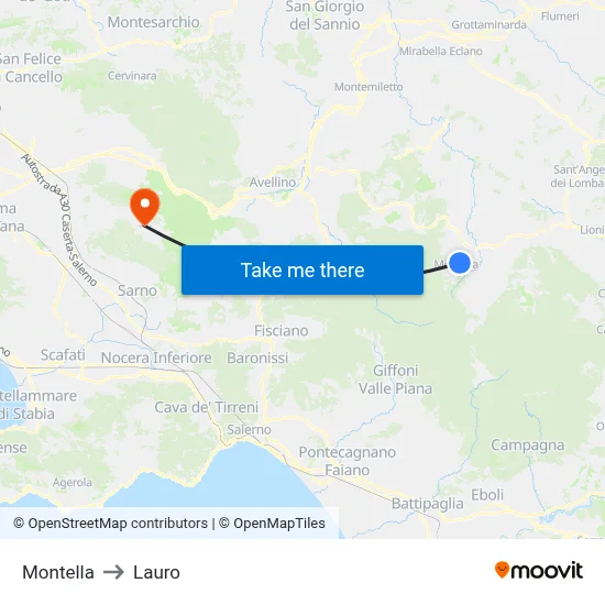 Montella to Lauro map
