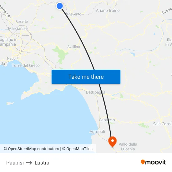 Paupisi to Lustra map