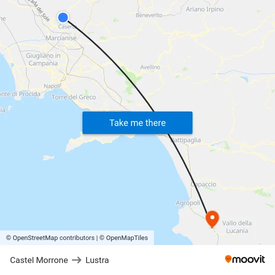 Castel Morrone to Lustra map