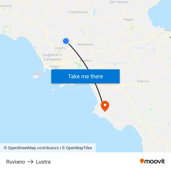 Ruviano to Lustra map