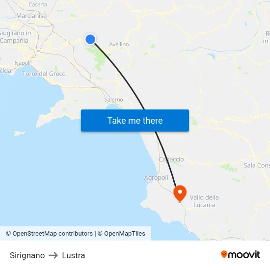 Sirignano to Lustra map