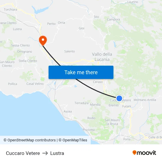 Cuccaro Vetere to Lustra map
