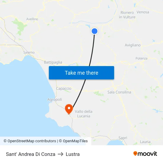 Sant' Andrea Di Conza to Lustra map
