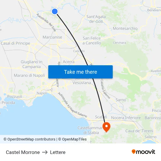 Castel Morrone to Letters map