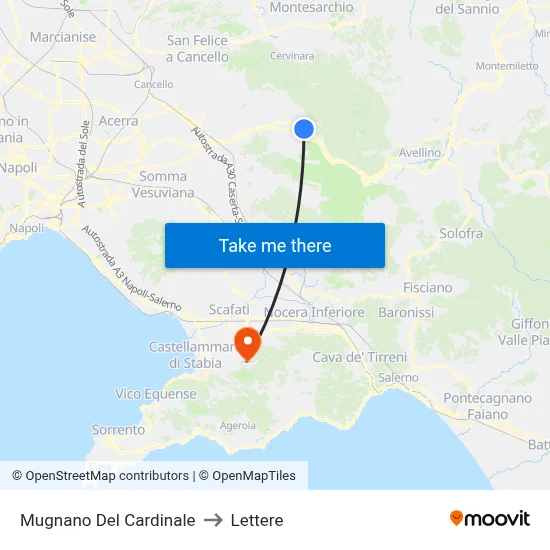 Mugnano del Cardinale to Letters map