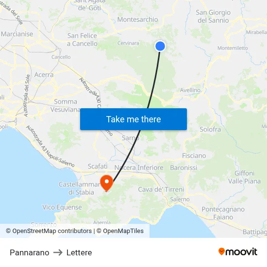 Pannarano to Lettere map