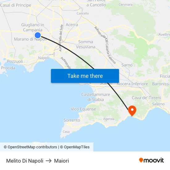 Melito Di Napoli to Maiori map