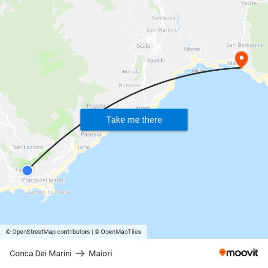 Conca Dei Marini to Maiori map