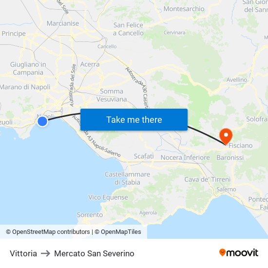 Vittoria to Mercato San Severino map
