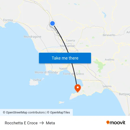 Rocchetta E Croce to Meta map