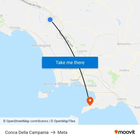Conca Della Campania to Meta map