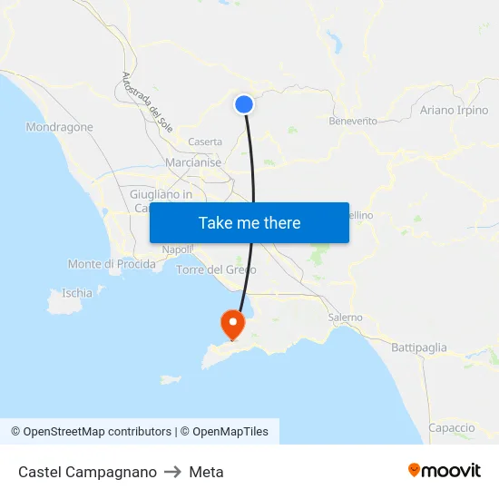 Castel Campagnano to Meta map