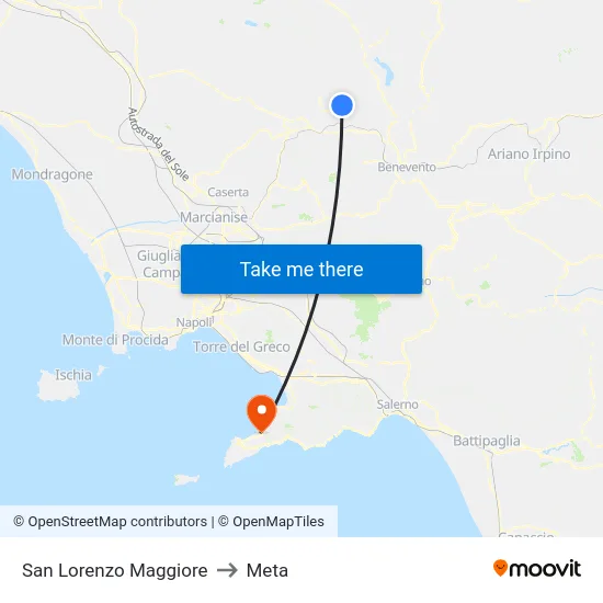 San Lorenzo Maggiore to Meta map