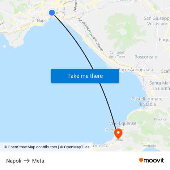 Napoli to Meta map