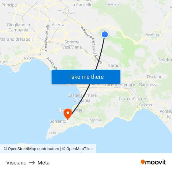 Visciano to Meta map