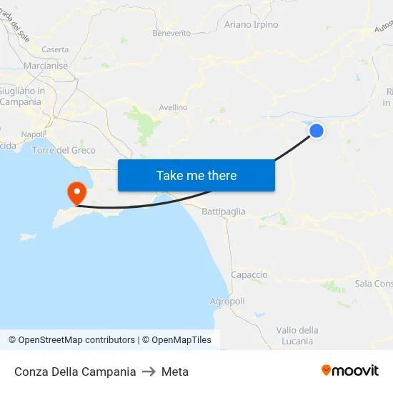 Conza Della Campania to Meta map