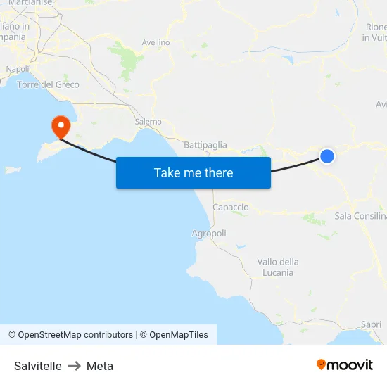 Salvitelle to Meta map