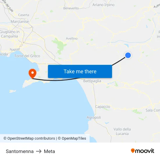 Santomenna to Meta map