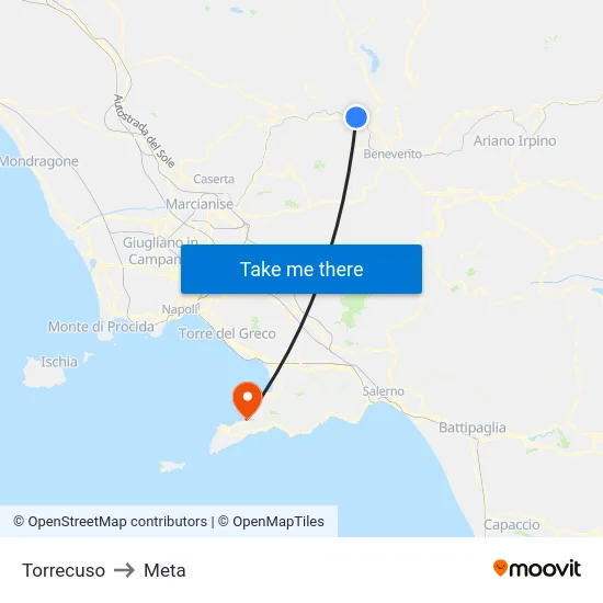 Torrecuso to Meta map