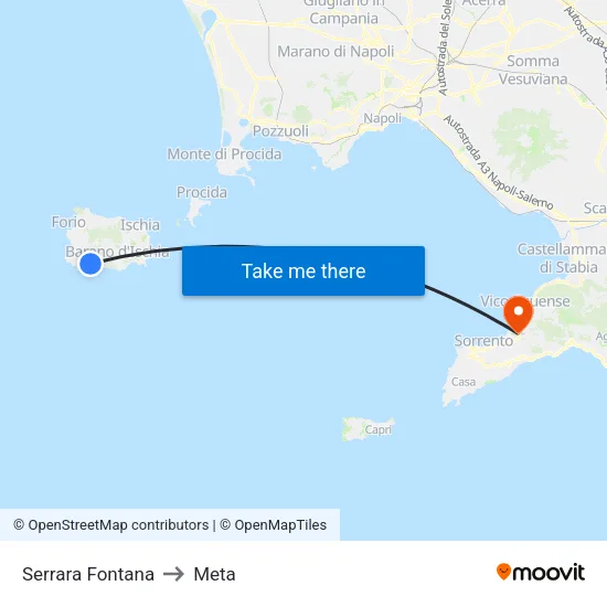 Serrara Fontana to Meta map