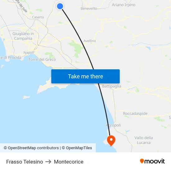 Frasso Telesino to Montecorice map
