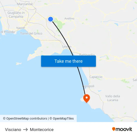 Visciano to Montecorice map