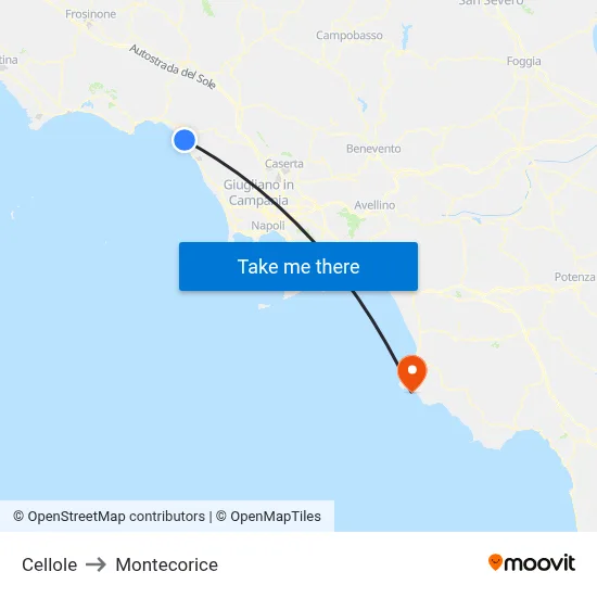 Cellole to Montecorice map