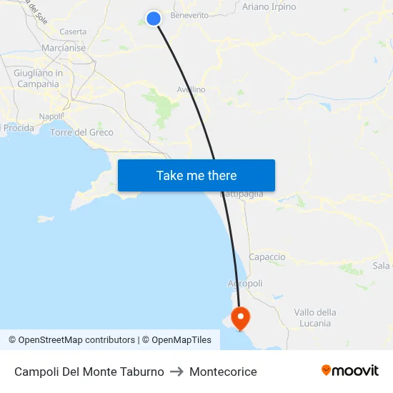 Campoli Del Monte Taburno to Montecorice map