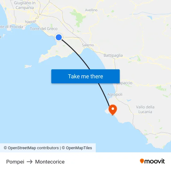 Pompei to Montecorice map