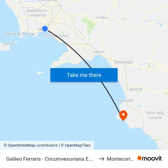 Galileo Ferraris - Circumvesuviana EAV to Montecorice map
