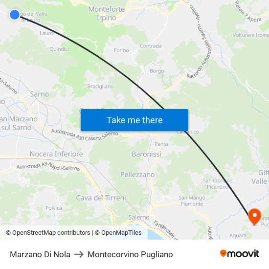 Marzano Di Nola to Montecorvino Pugliano map