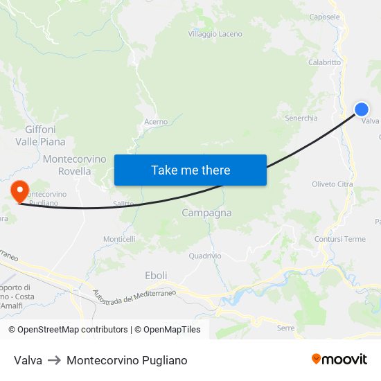 Valva to Montecorvino Pugliano map