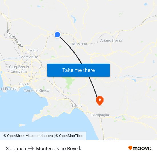 Solopaca to Montecorvino Rovella map